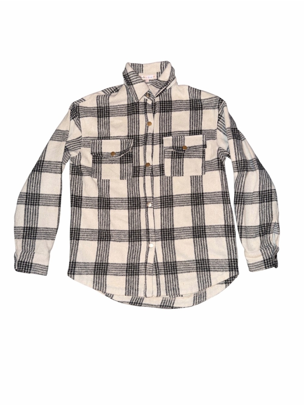 Men's Black & White Plaid Button-Down Shirt Jacket